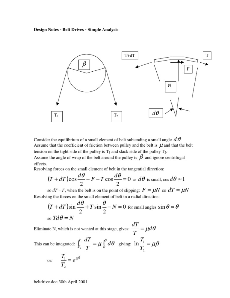 Belt Drive Tension Analysis | PDF | Teaching Methods & Materials