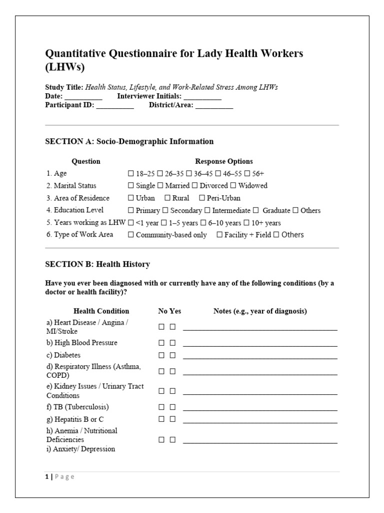 Health Status Survey for Lady Health Workers | PDF | Chess Theory | Chess