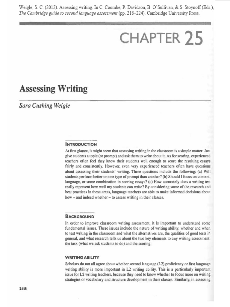 Classroom Writing Assessment Insights | PDF | Educational Assessment ...