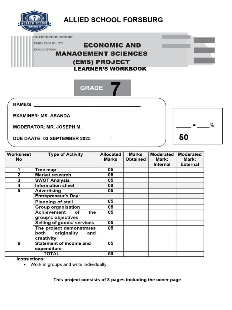 Grade 7 EMS Entrepreneurship Project | PDF | Expense | Income