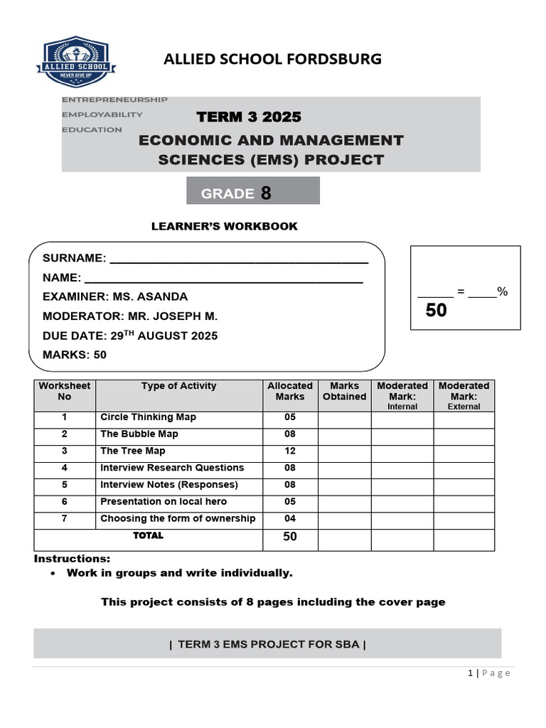 2025 Final EMS Grade 8 Term 3 - Learner Book | PDF
