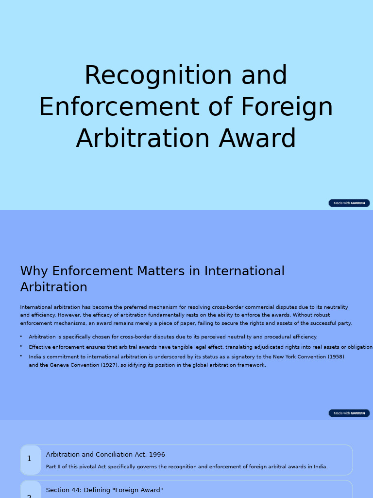 Foreign Arbitration Award Enforcement in India | PDF | Arbitration ...