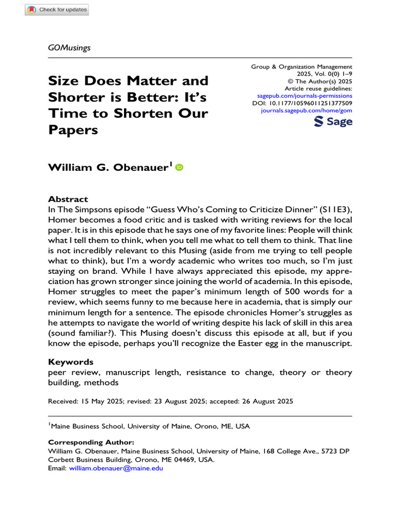 Shorten Academic Papers for Impact | PDF | Citation | Academic Publishing