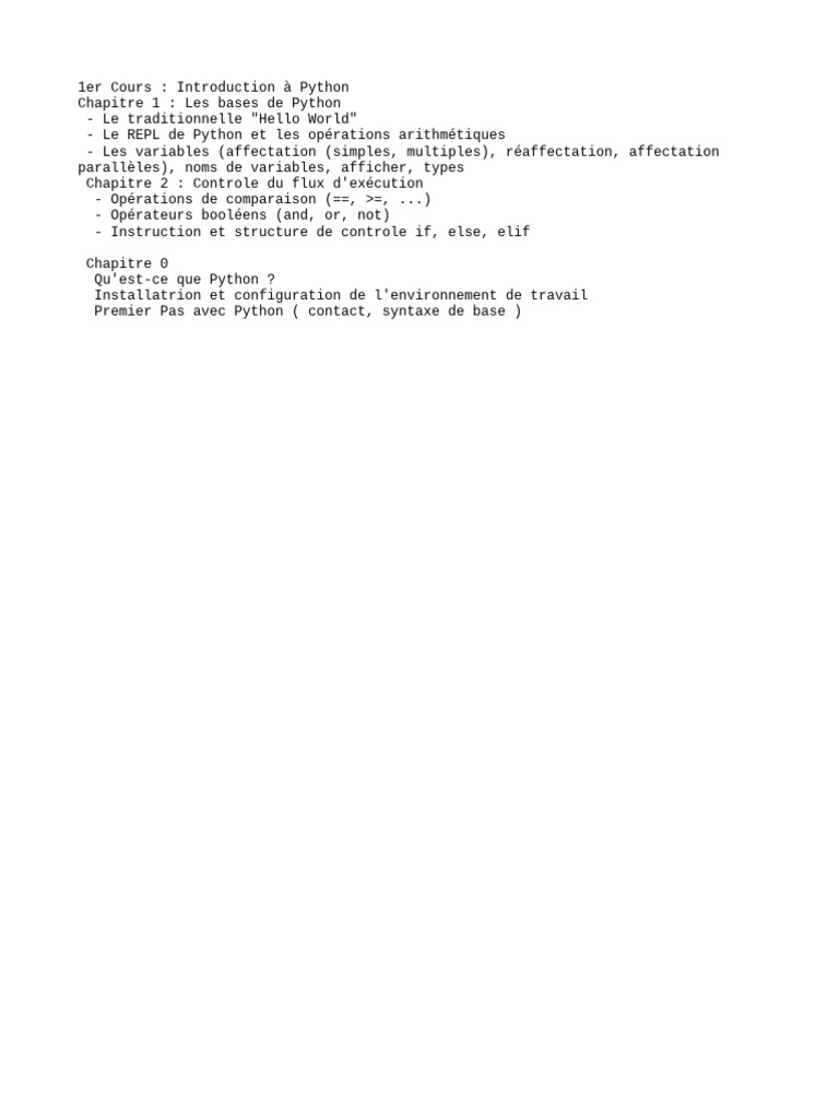 Introduction à Python : Cours et Bases | PDF