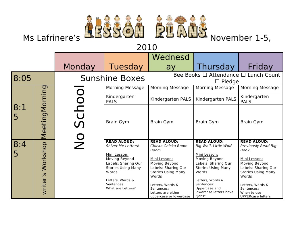 Kindergarten Weekly Lesson Plan | PDF | Syllable | Reading (Process)