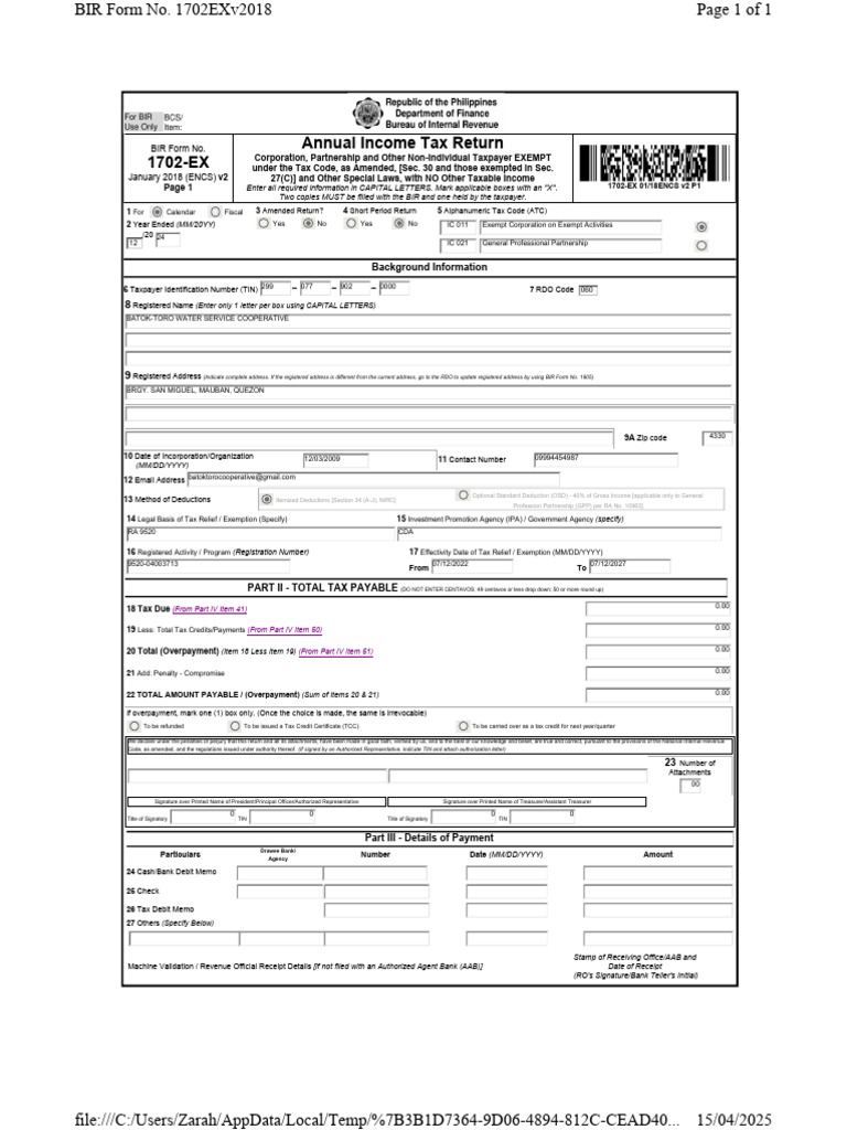 2024 1702ex Batok-Toro WSC-1 | PDF | Tax Deduction | Taxes