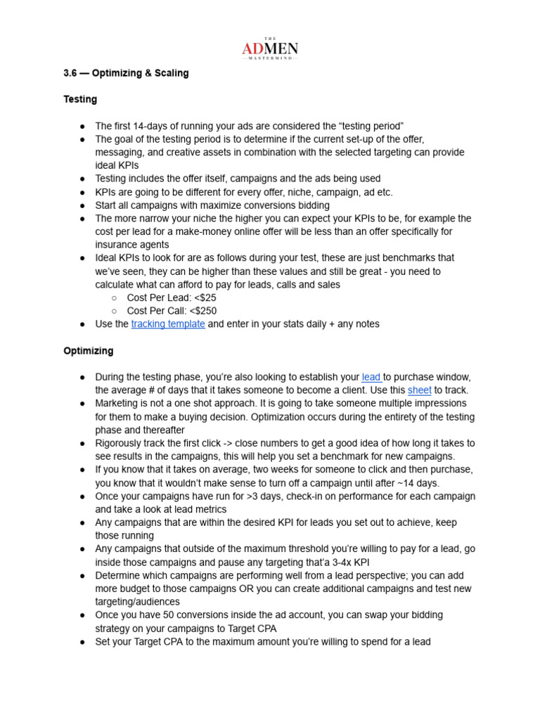 Ad Campaign Testing and Optimization Guide | PDF | Performance ...