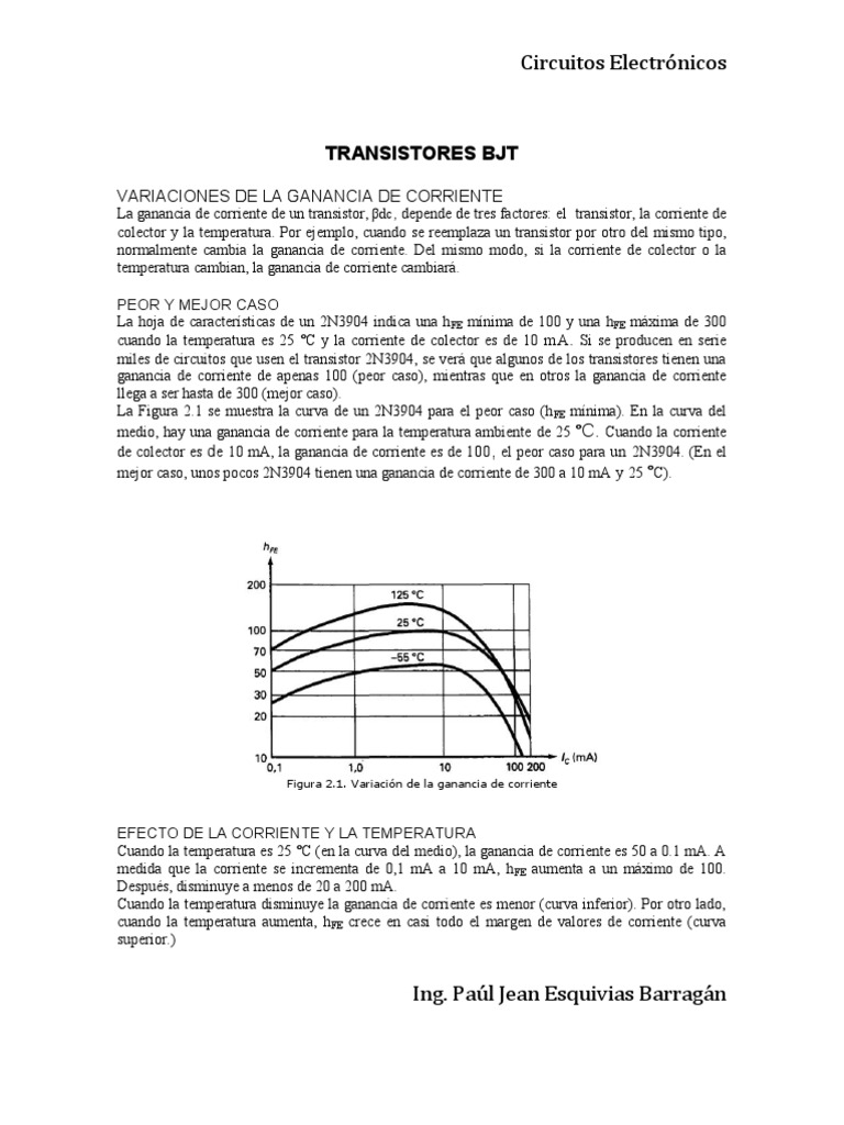 Variaciones en la ganancia de corriente de un transistor BJT y su