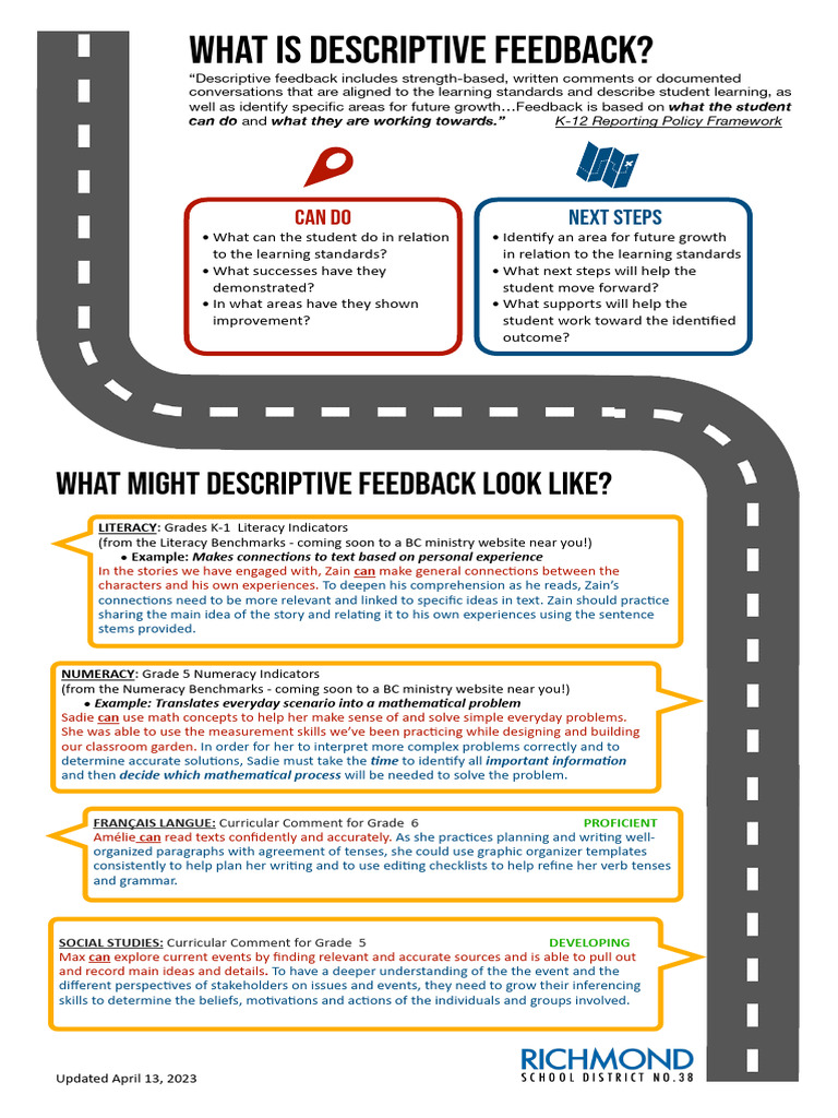 Understanding Descriptive Feedback | PDF | Literacy | Cognition