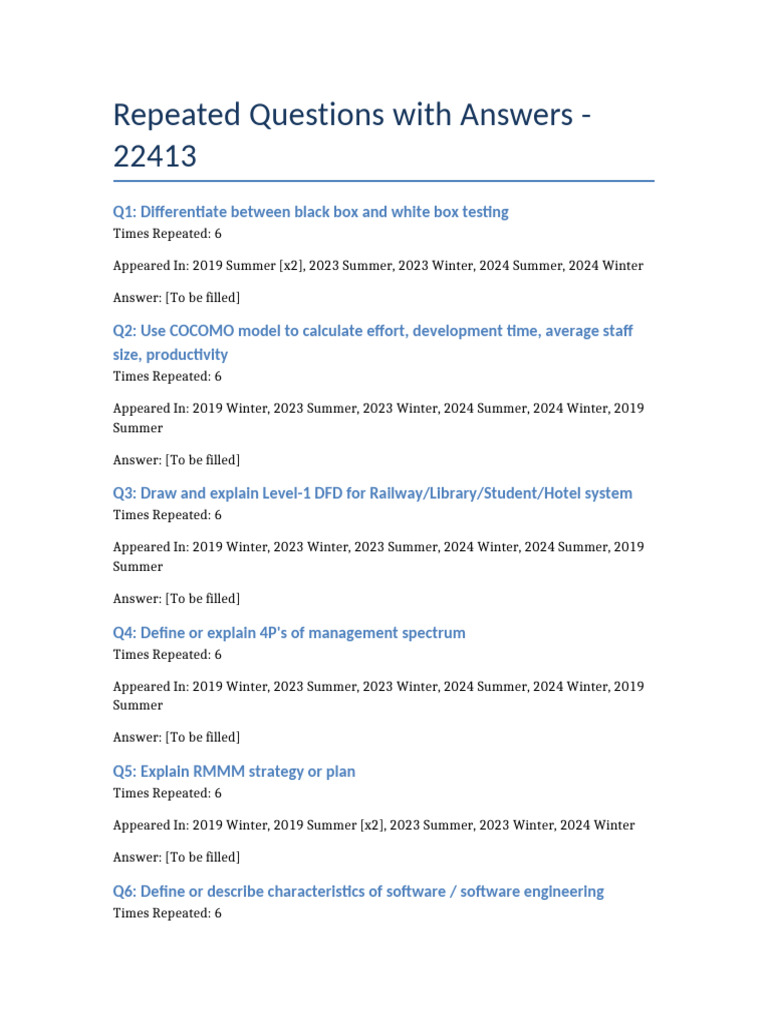 Repeated Questions 22413 | PDF
