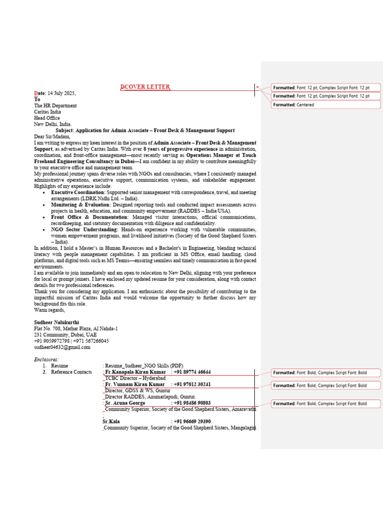 Application for Admin Associate Role | PDF