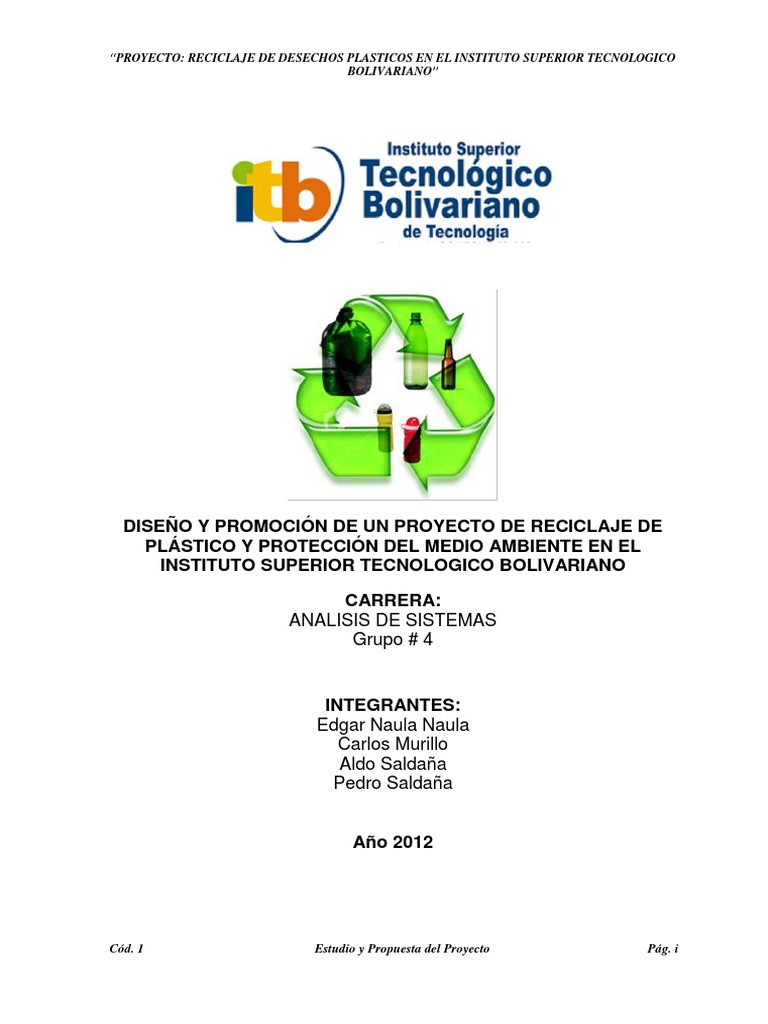 Proyecto de Reciclaje de Plástico ITB | PDF | El plastico | Residuos