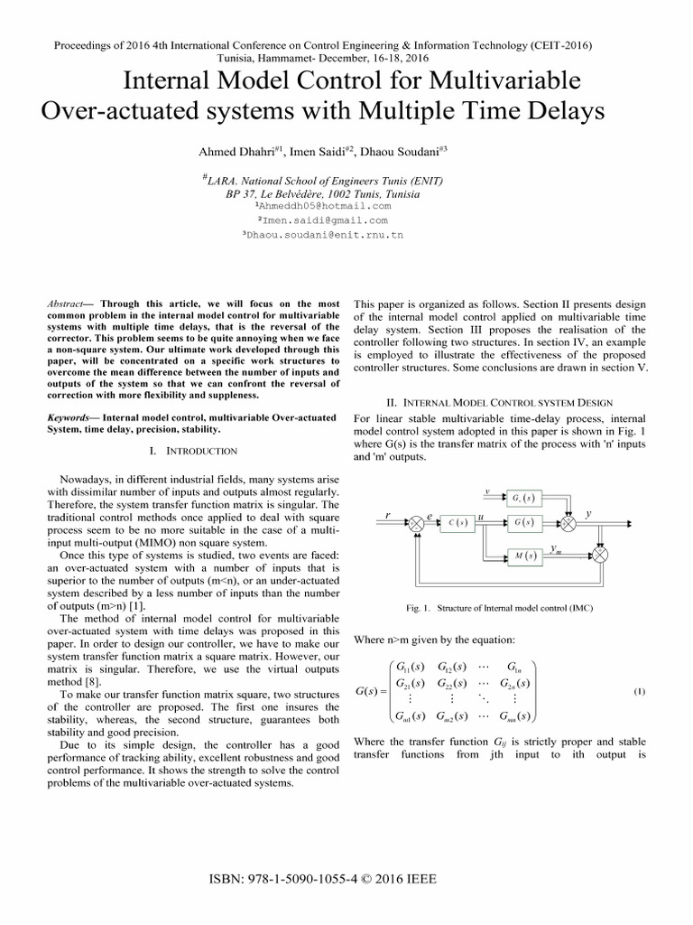 Internal Model Control for MIMO Systems | PDF | Stability Theory ...