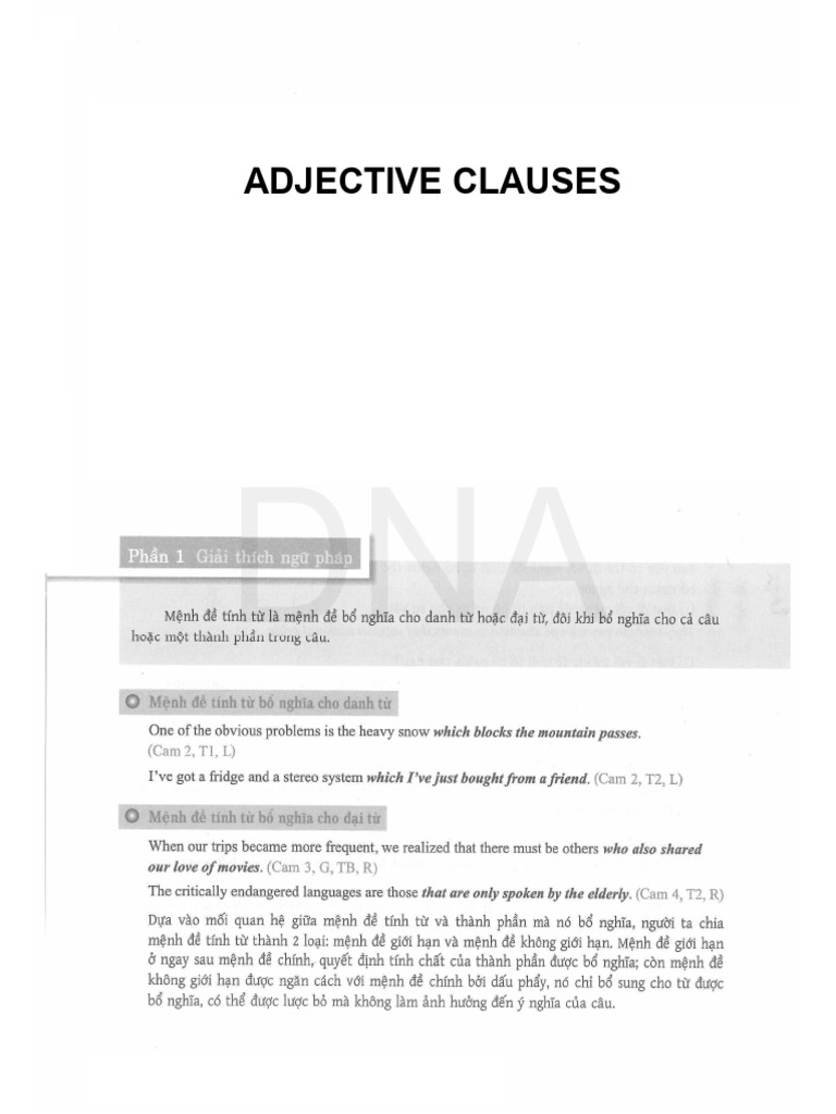 Ms - Mỹ - 15 Bản - BC Adjective Clause | PDF