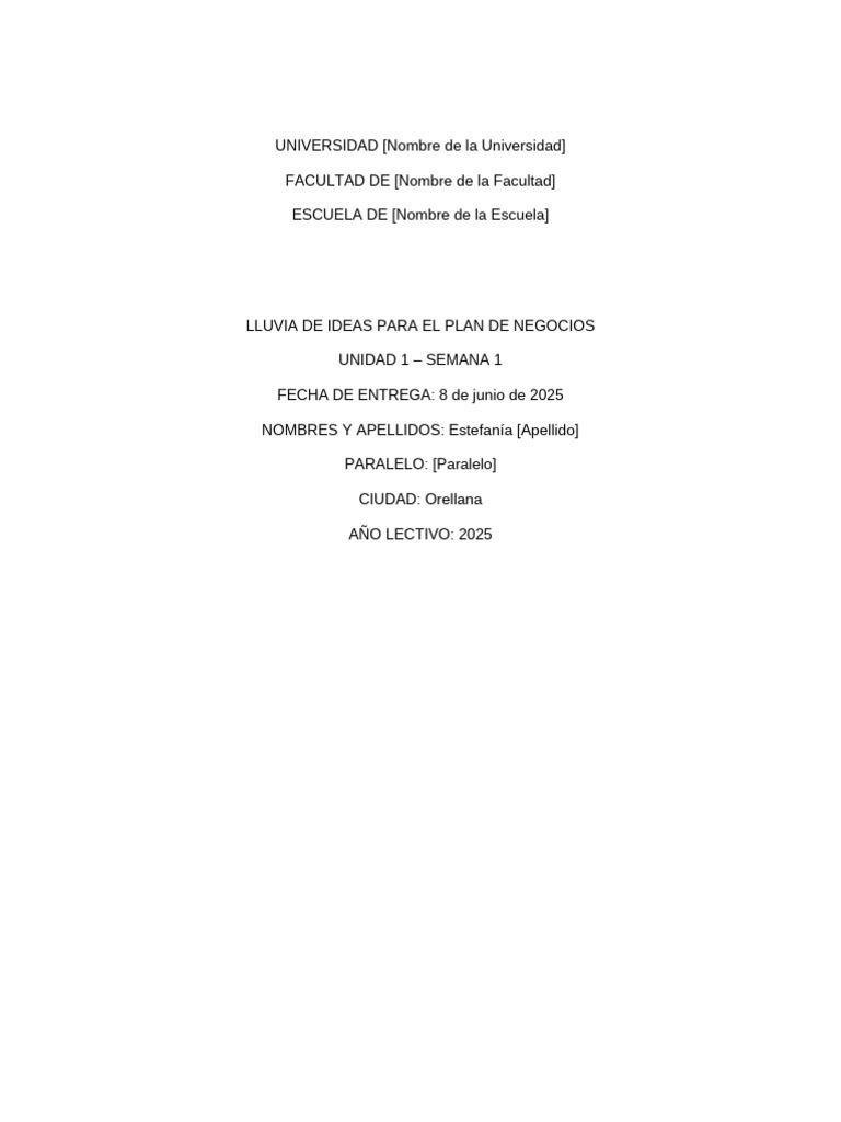 Lluvia de Ideas Plan de Negocios Estefania | PDF | Innovación ...
