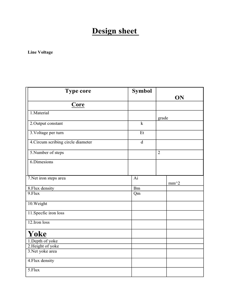 Transformer Design Specifications Sheet | PDF | Inductor | Electrical ...