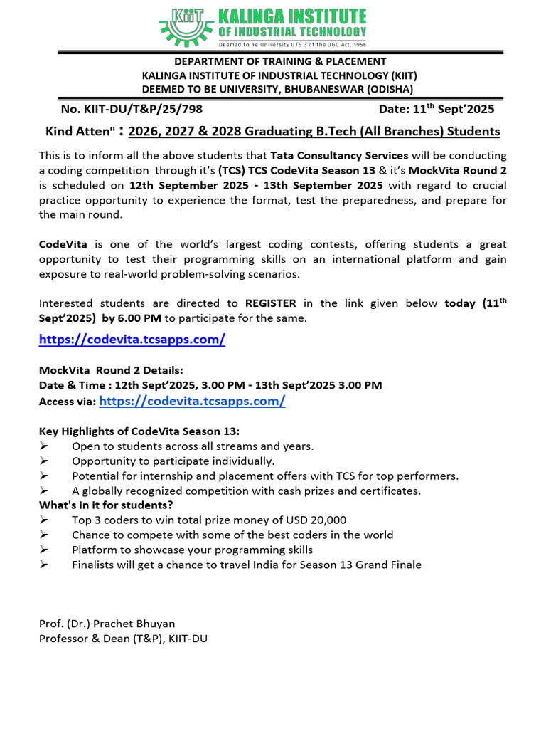 TCS CodeVita Season 13 MockVita Dates | PDF