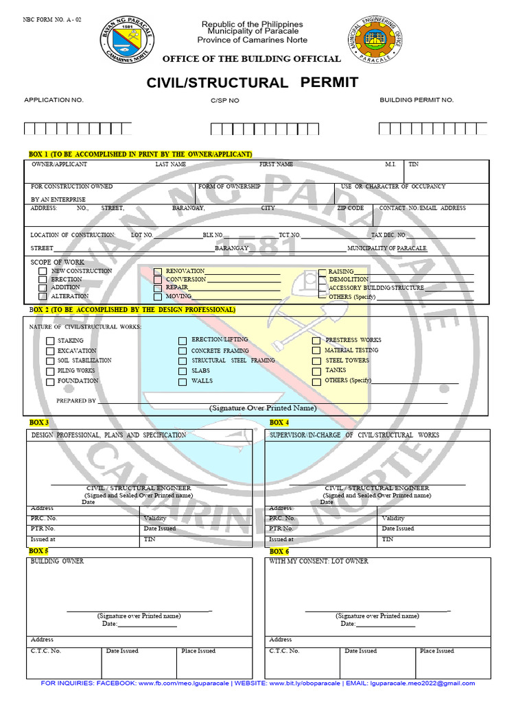 Building Permit Application Form | PDF | Civil Engineering | Real Estate