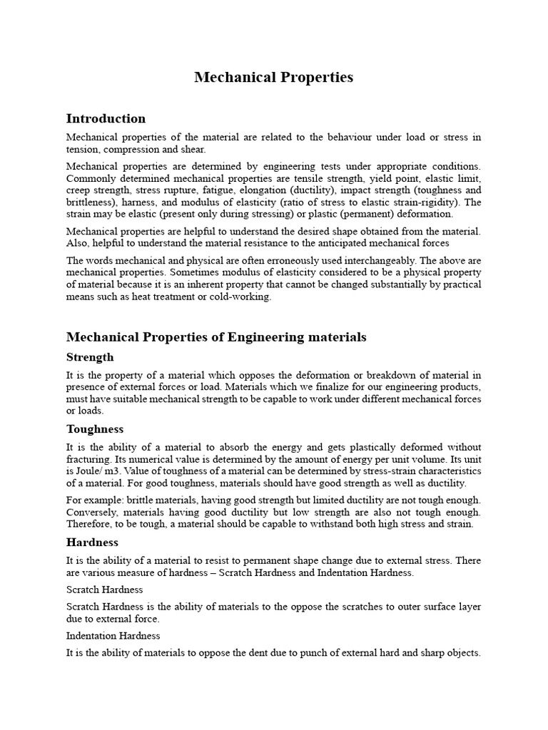 Understanding Mechanical Properties of Materials | PDF | Ductility ...
