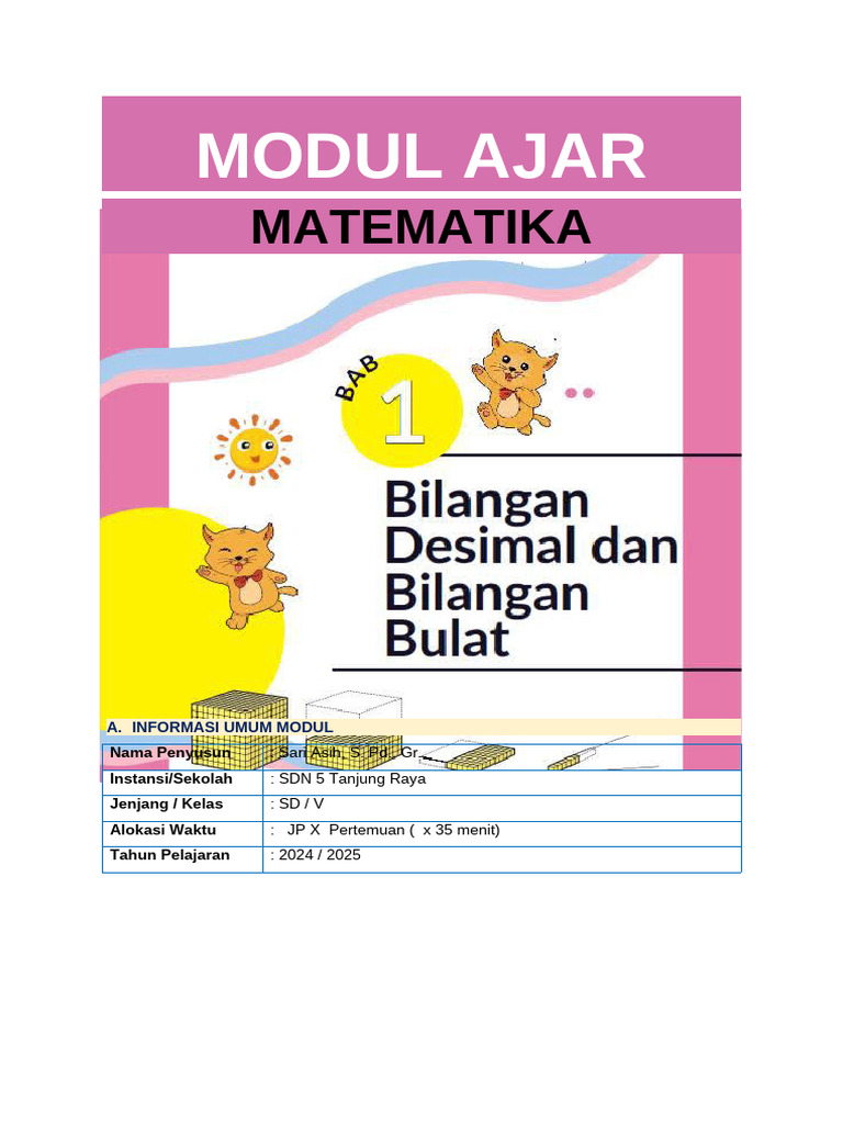 Modul Ajar Matematika Kelas V SD | PDF | Metode & Bahan Ajar