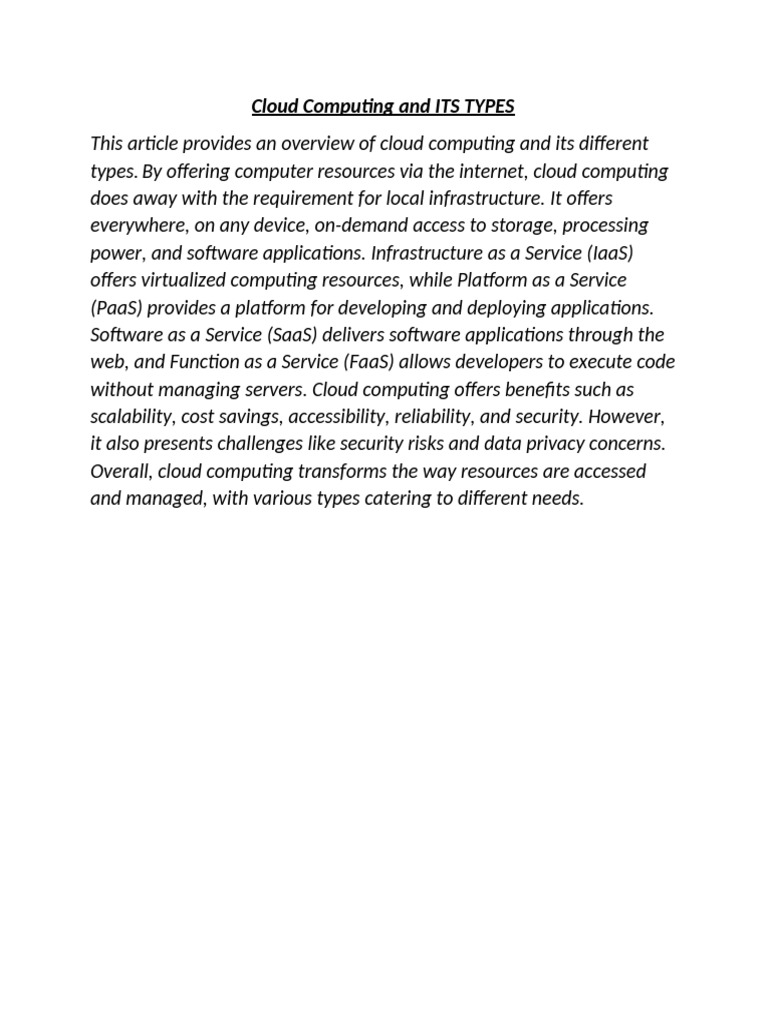 Overview of Cloud Computing Types | PDF