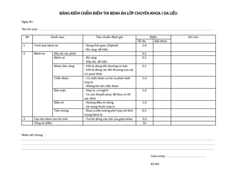 Thi Benh An CK1 | PDF