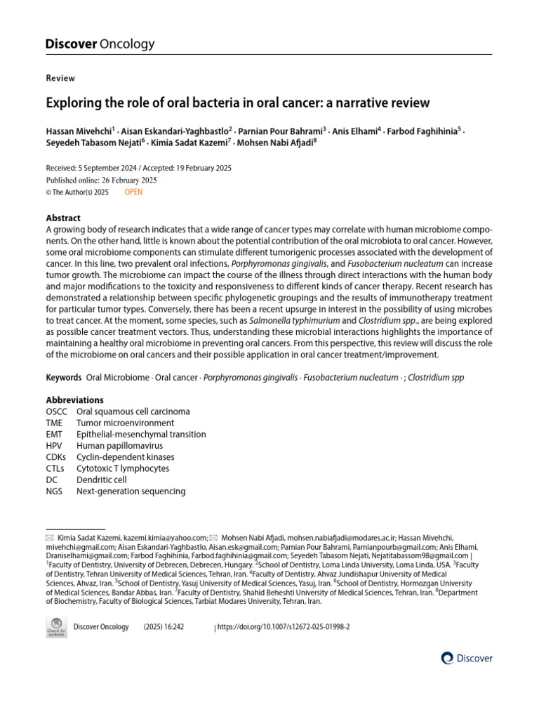 Oral Bacteria's Impact on Cancer | PDF | Inflammation | Biology