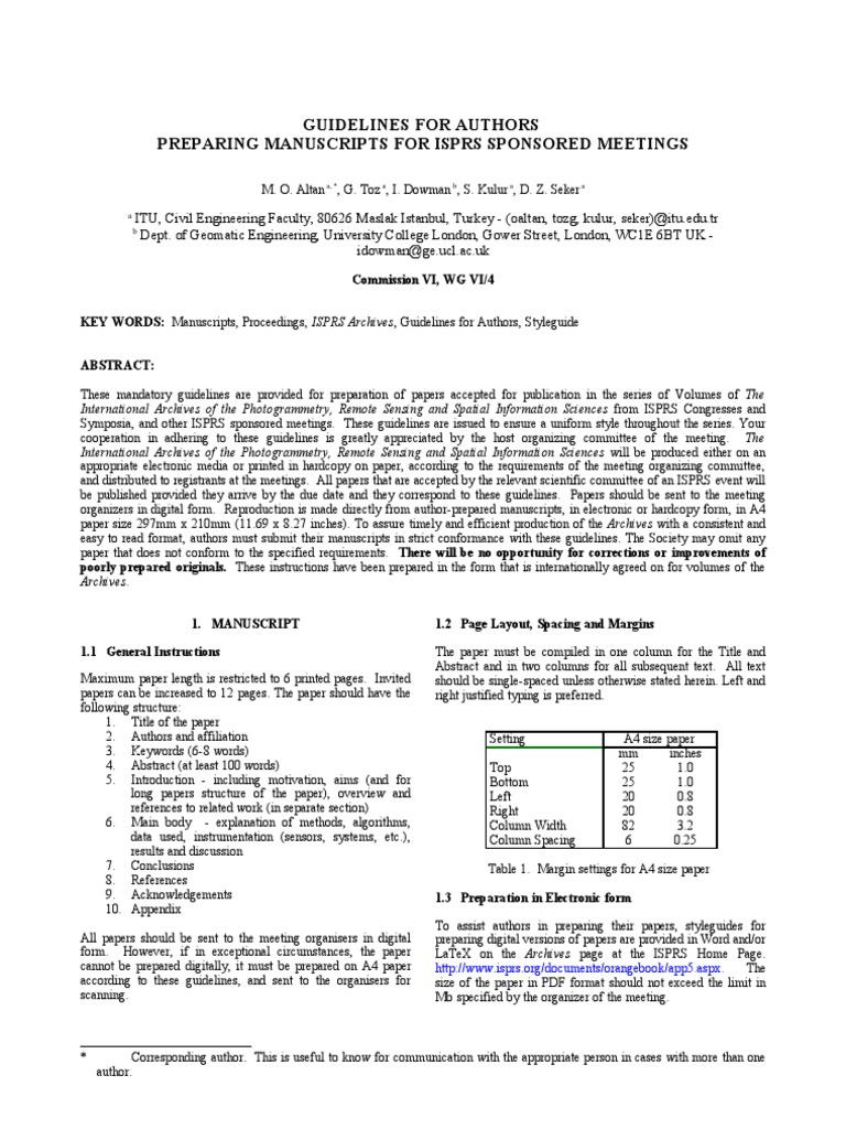 ISPRSguidelines Authors | PDF | Printer (Computing) | Text