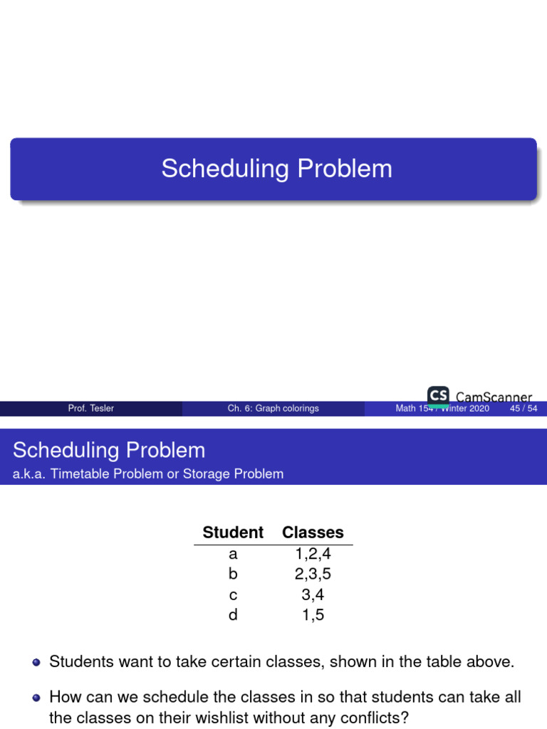 Optimizing Class Schedules with Graph Coloring | PDF