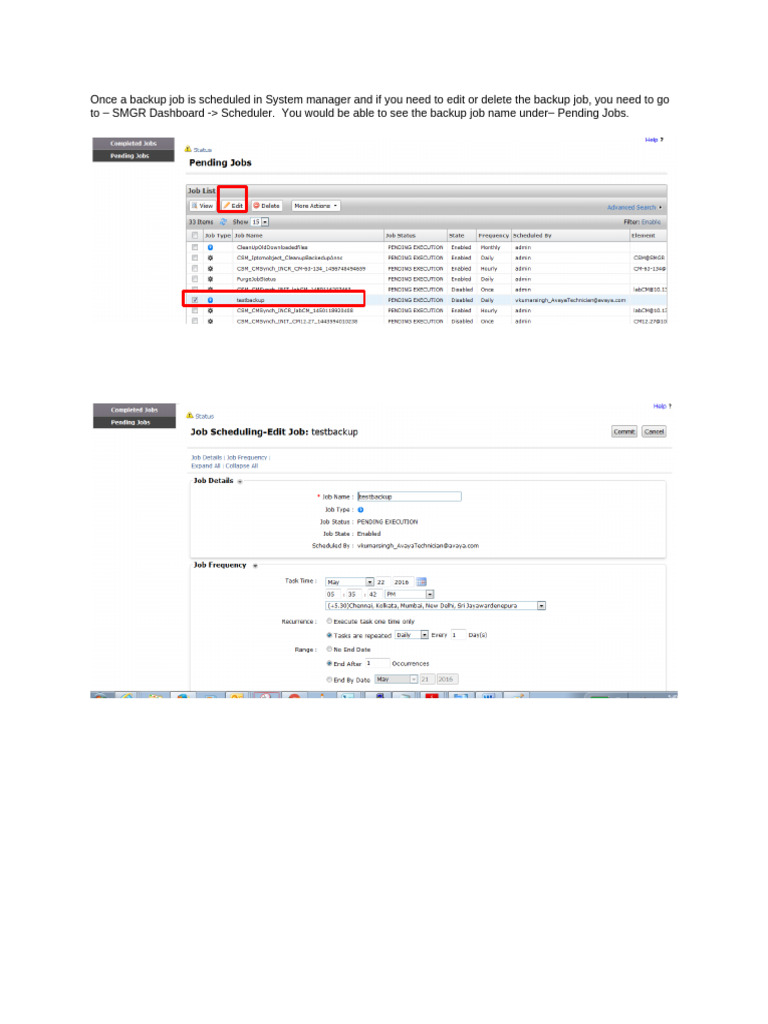 Edit or Delete Backup Jobs in SMGR | PDF