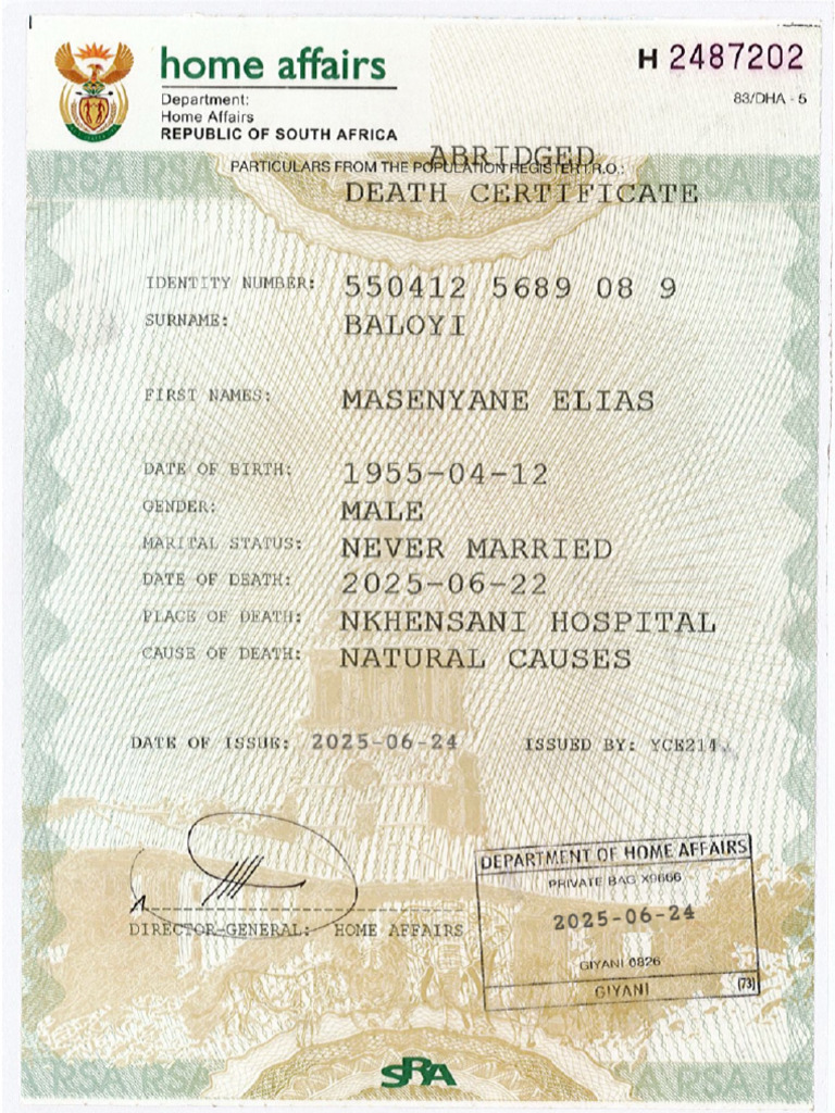 Deat Certificate | PDF