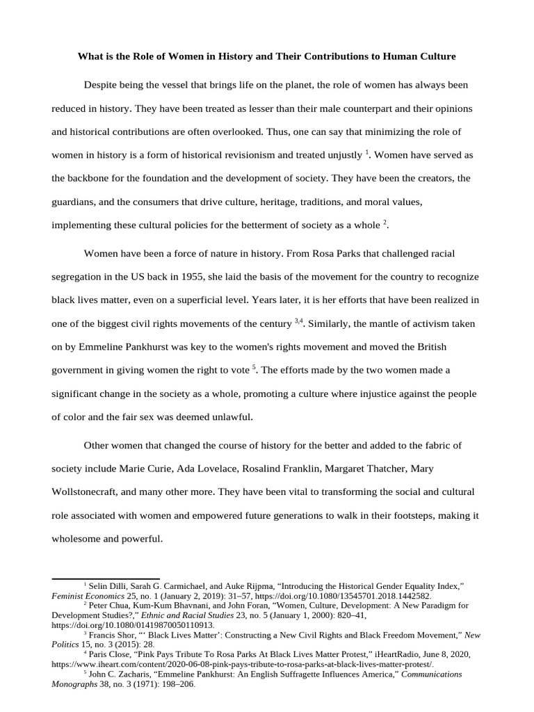 What Is The Role of Women in History and Their Contributions To Human ...