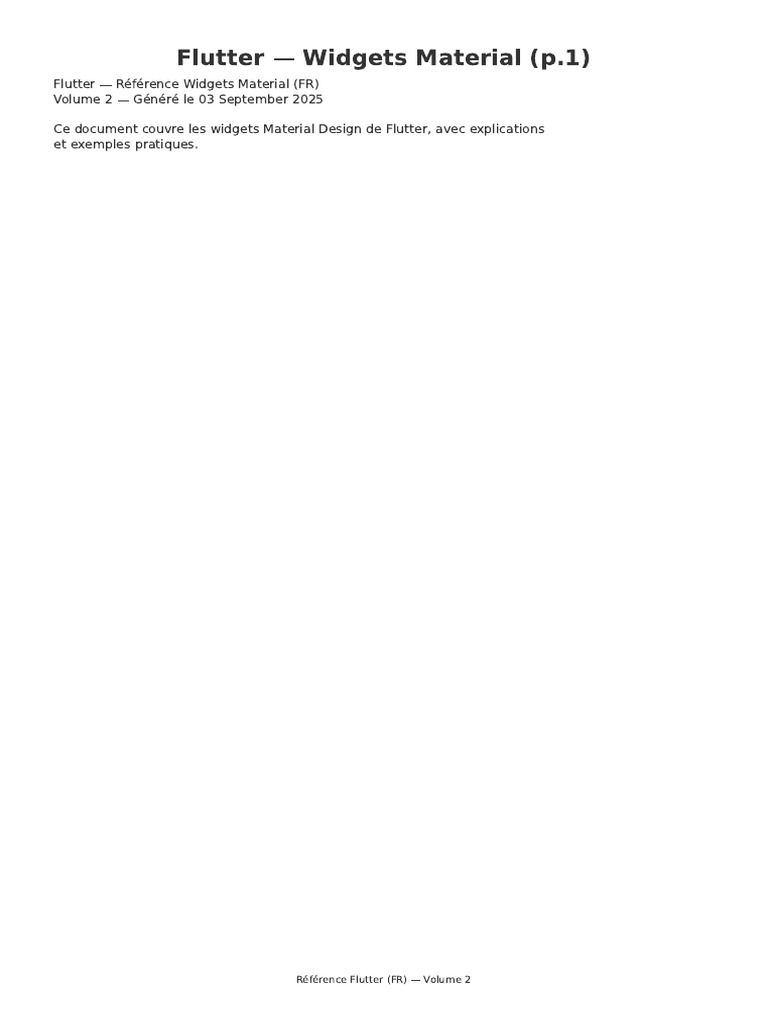 Widgets Material Flutter : Guide Complet | PDF | Menu (Informatique ...