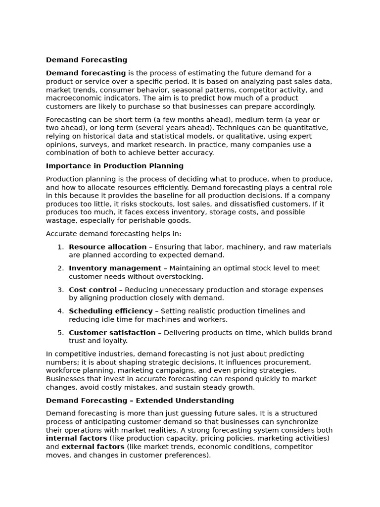 Demand Forecasting in Production Planning | PDF | Forecasting ...