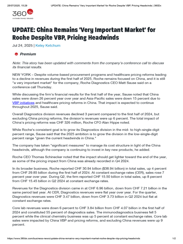 Roche's China Market Challenges in 2025 | PDF | Economies