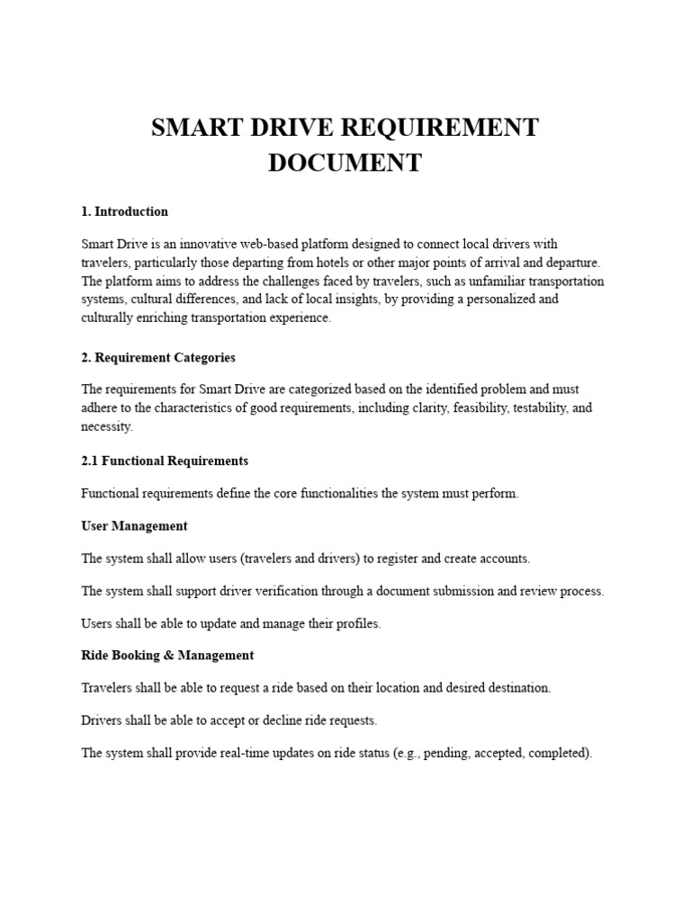 Smart Drive Platform Requirements Document | PDF | My Sql | Computing