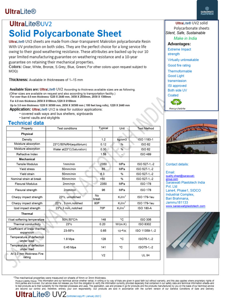 Ultralite Uv Solid Sheet | PDF | Strength Of Materials | Materials