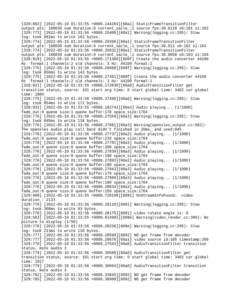 Audio and Video Processing Logs | PDF | Frame Rate | Computer Architecture