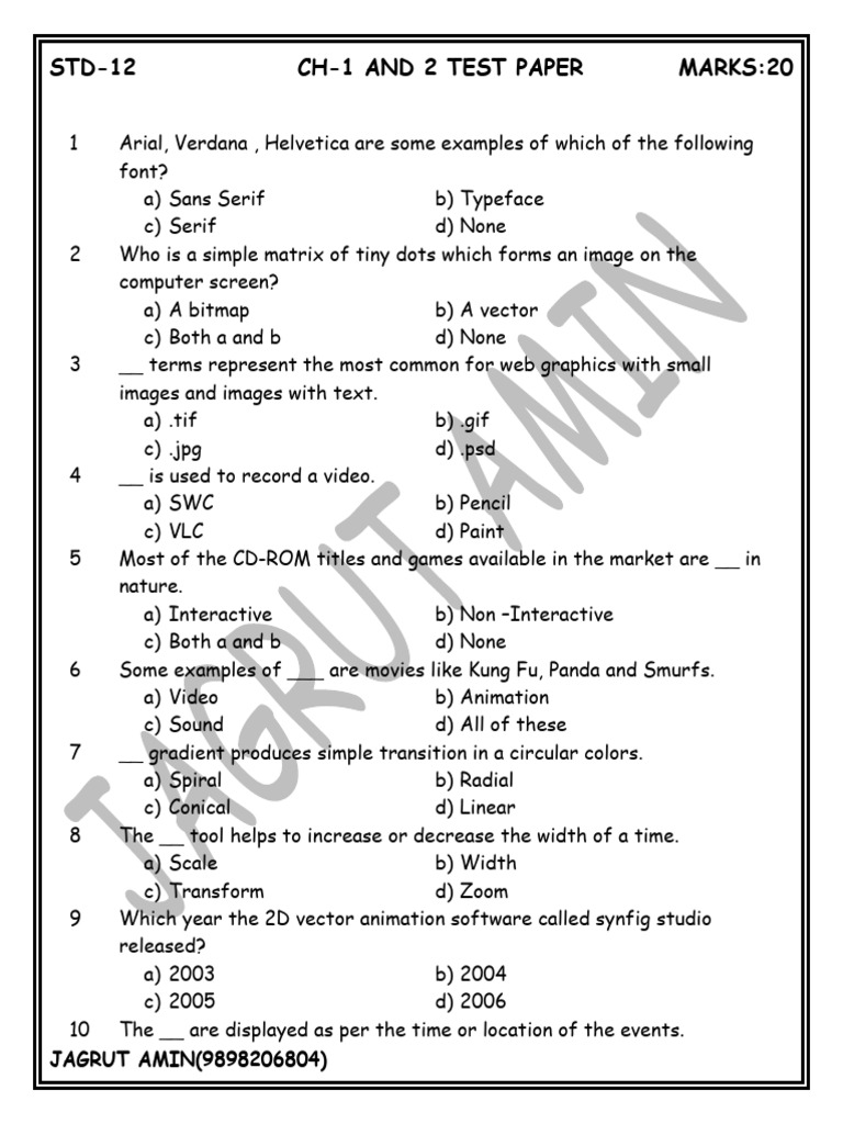 STD-12 Multimedia Test Paper | PDF | Typefaces | Computer Graphics