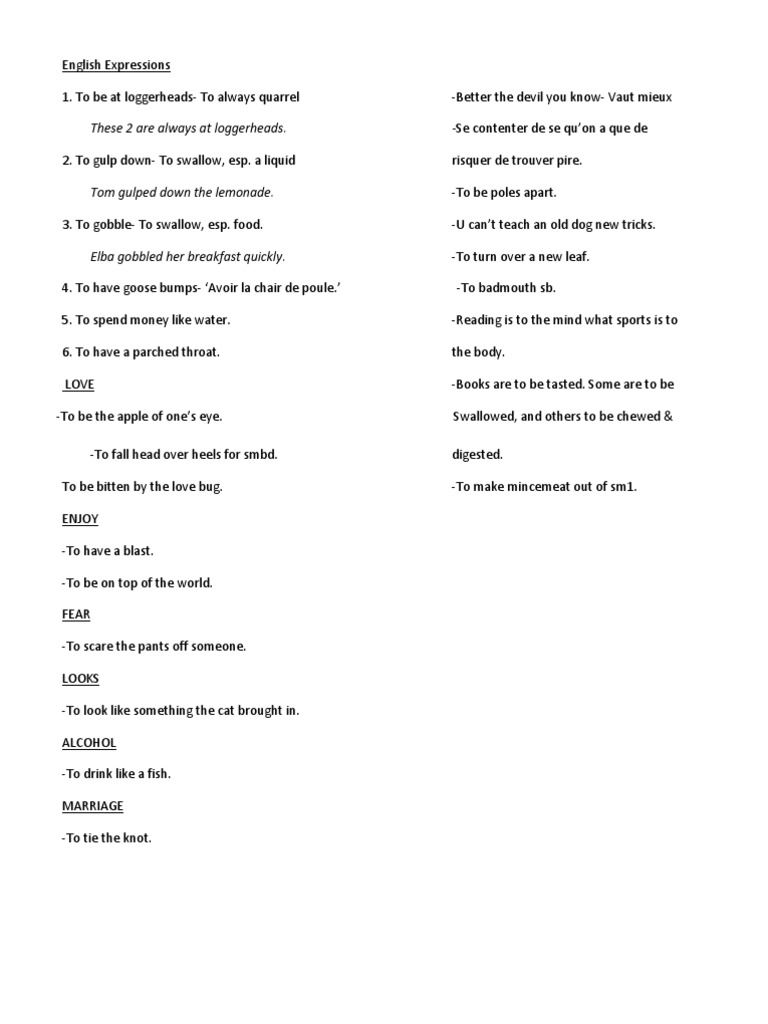 Common English Expressions Explained | PDF | Beverages | Nature