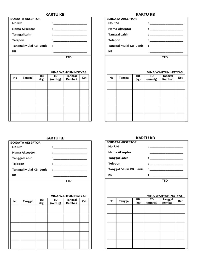 Kartu KB: Data Akseptor KB | PDF