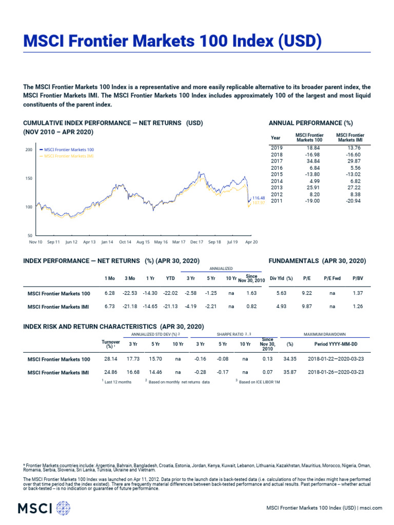 MSCI Frontier Markets 100 Index Overview | PDF | Investing