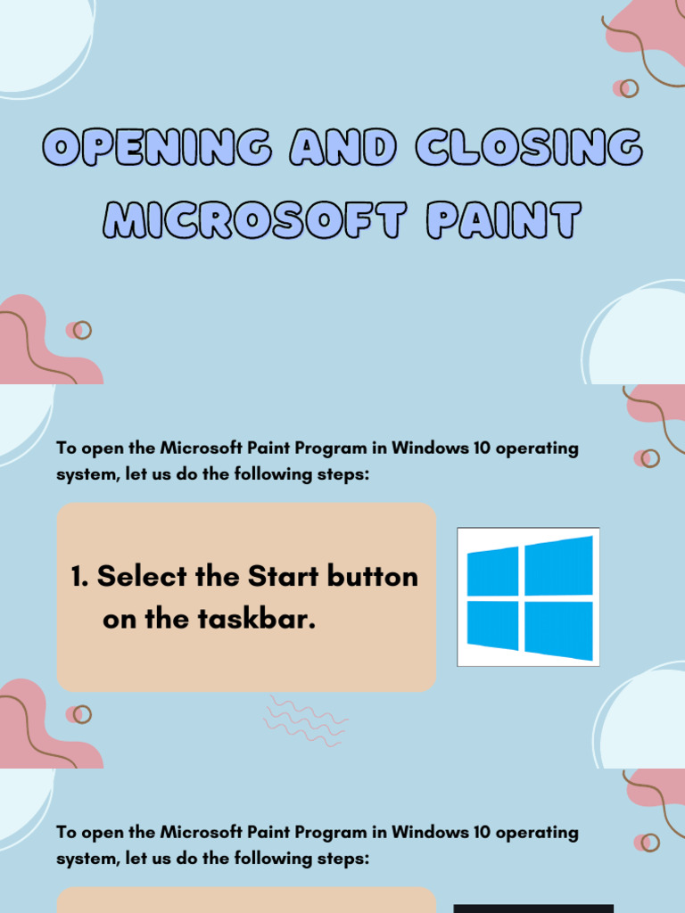 Open and Close Microsoft Paint Steps | PDF