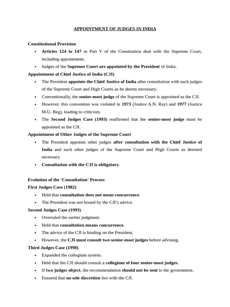 Judges' Appointment and Removal in India | PDF | Supreme Court Of India ...