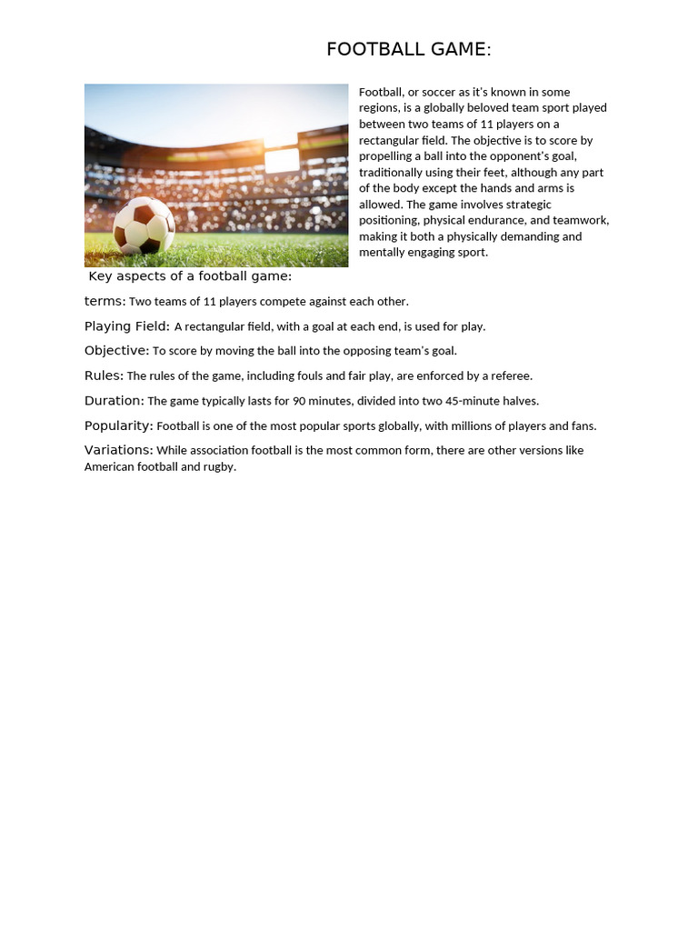 Overview of Football Game Rules | PDF