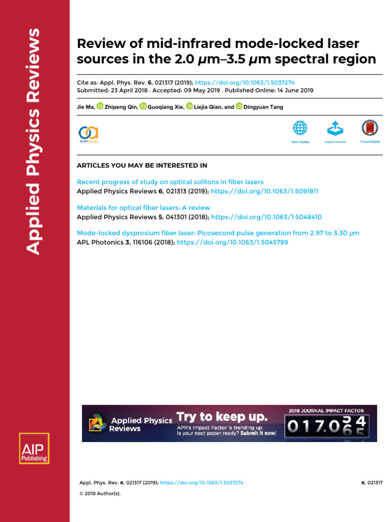 Review of Mid-Infrared Mode-Locked Laser Sources in The 2.0 m-3.5 M ...