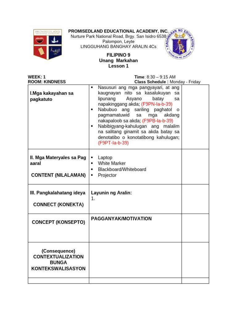Lesson Plan 9 Topic 1 | PDF