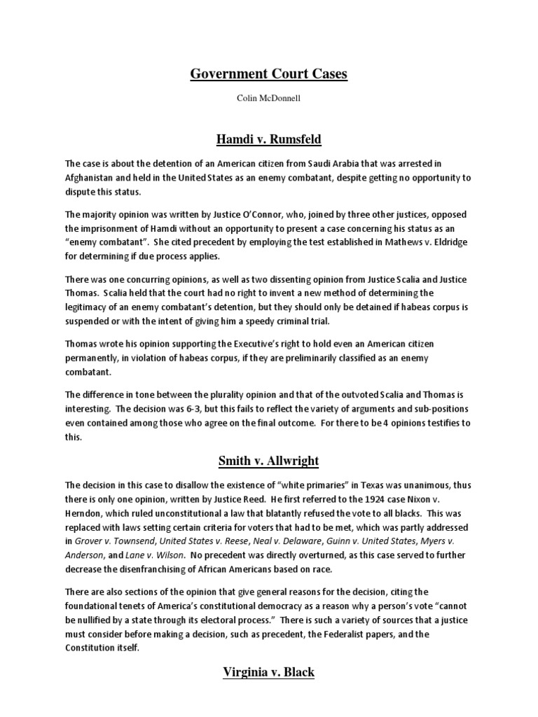 Government Court Cases: Hamdi v. Rumsfeld | PDF | United States Public ...