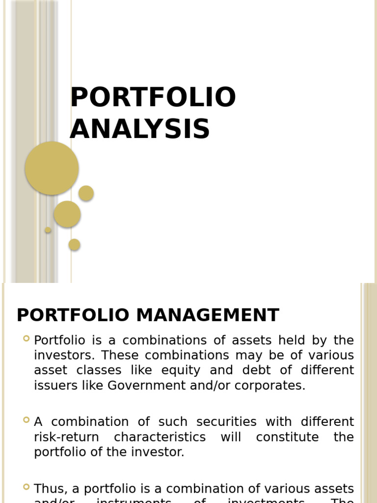 Portfolio Management and Analysis Guide | PDF | Risk | Standard Deviation
