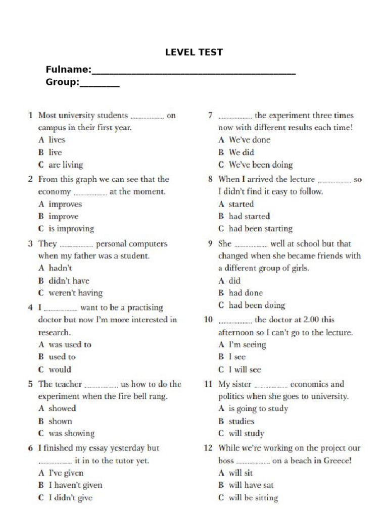 Level Test | PDF